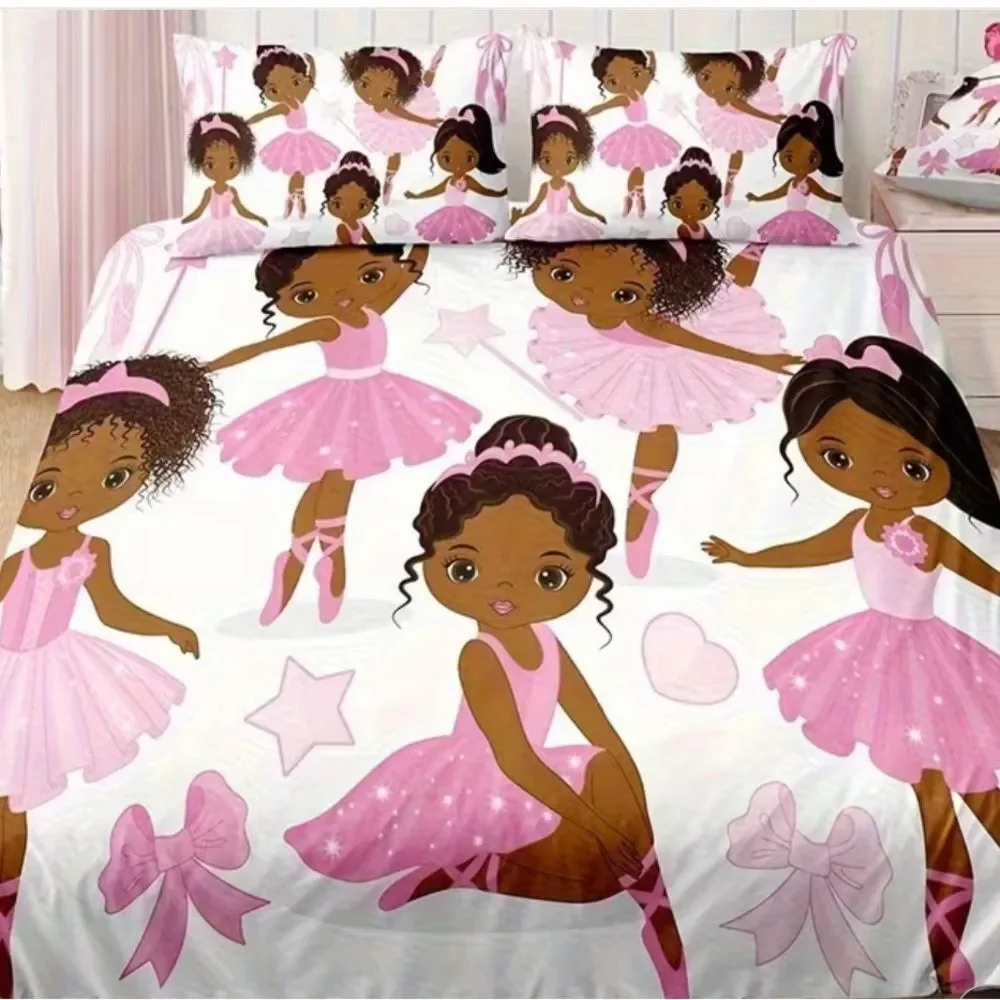 Two Piece Pink Ballerina Duvet Cover Set - Kids Bedding
